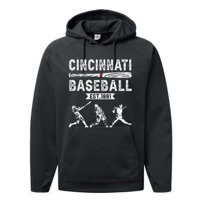 Cincinnati Vintage Baseball Lover Performance Fleece Hoodie