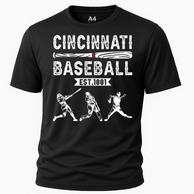 Cincinnati Vintage Baseball Lover Cooling Performance Crew T-Shirt