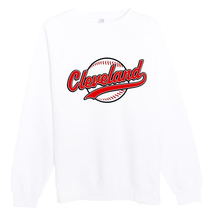 Cleveland Vintage Baseball Throwback Premium Crewneck Sweatshirt