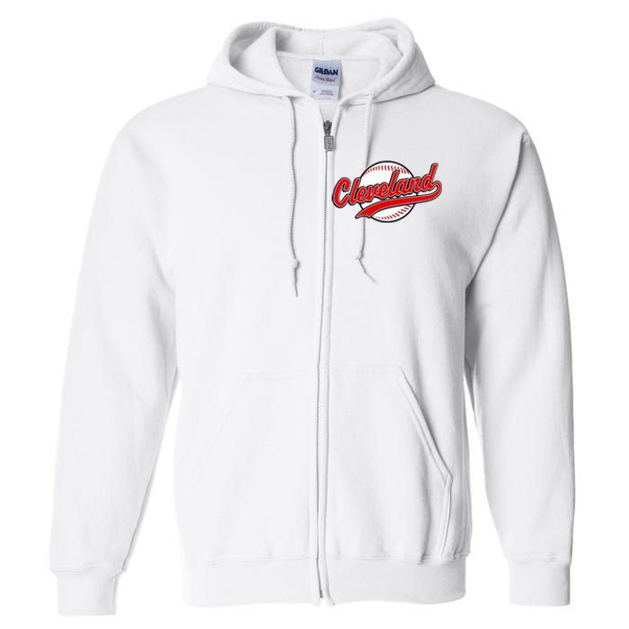 Cleveland Vintage Baseball Throwback Full Zip Hoodie