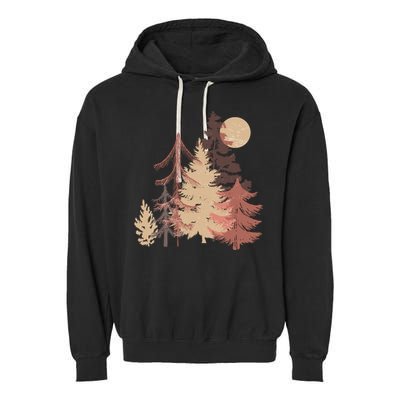 Cute Vintage Boho Pinetree Forest Garment-Dyed Fleece Hoodie