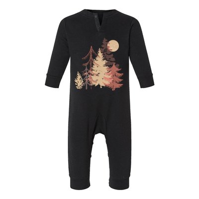 Cute Vintage Boho Pinetree Forest Infant Fleece One Piece