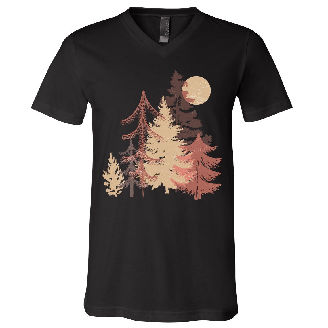 Cute Vintage Boho Pinetree Forest V-Neck T-Shirt