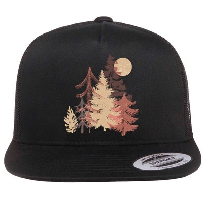 Cute Vintage Boho Pinetree Forest Flatbill Hat