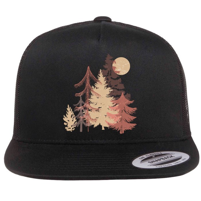 Cute Vintage Boho Pinetree Forest Flatbill Hat
