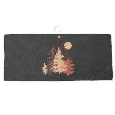 Cute Vintage Boho Pinetree Forest Large Microfiber Waffle Golf Towel