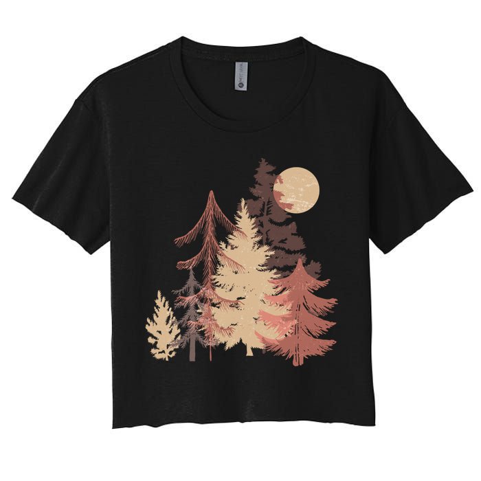 Cute Vintage Boho Pinetree Forest Women's Crop Top Tee