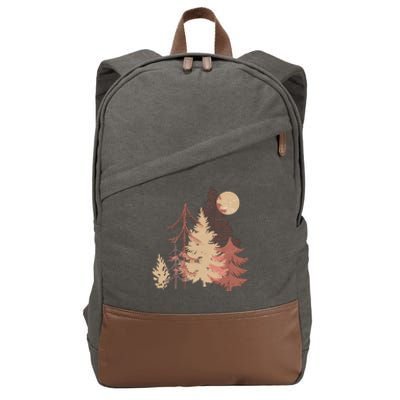 Cute Vintage Boho Pinetree Forest Cotton Canvas Backpack