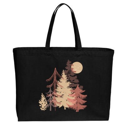 Cute Vintage Boho Pinetree Forest Cotton Canvas Jumbo Tote