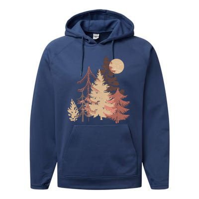 Cute Vintage Boho Pinetree Forest Performance Fleece Hoodie