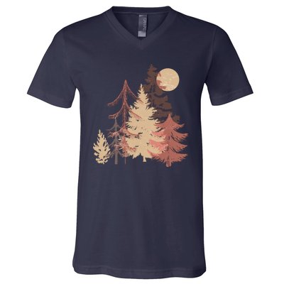 Cute Vintage Boho Pinetree Forest V-Neck T-Shirt