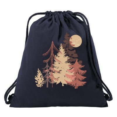 Cute Vintage Boho Pinetree Forest Drawstring Bag