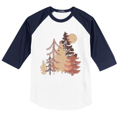 Cute Vintage Boho Pinetree Forest Baseball Sleeve Shirt