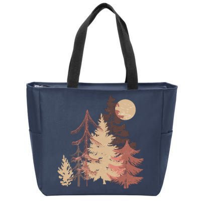 Cute Vintage Boho Pinetree Forest Zip Tote Bag