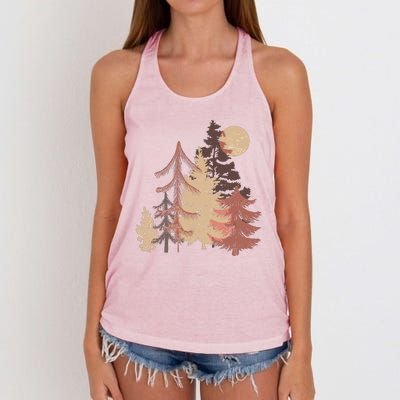 Cute Vintage Boho Pinetree Forest Women's Knotted Racerback Tank