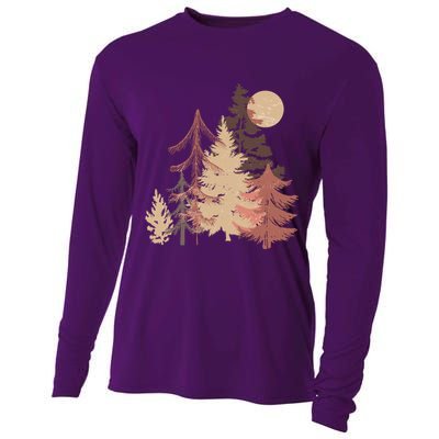 Cute Vintage Boho Pinetree Forest Cooling Performance Long Sleeve Crew