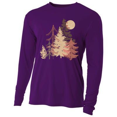 Cute Vintage Boho Pinetree Forest Cooling Performance Long Sleeve Crew