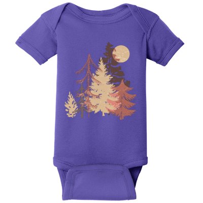 Cute Vintage Boho Pinetree Forest Baby Bodysuit