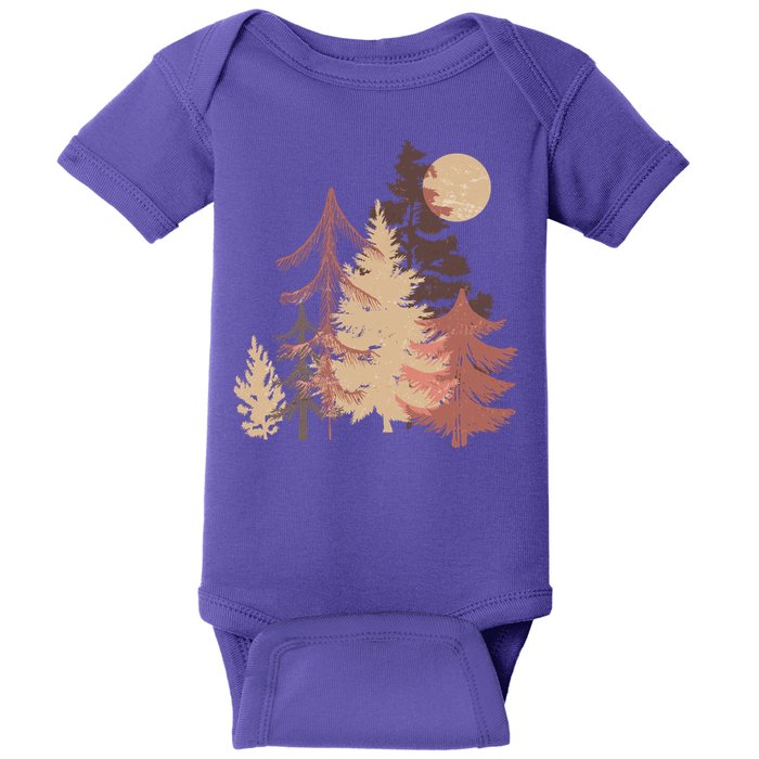 Cute Vintage Boho Pinetree Forest Baby Bodysuit
