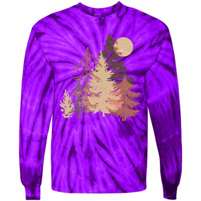 Cute Vintage Boho Pinetree Forest Tie-Dye Long Sleeve Shirt