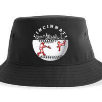 Cincinnati Vintage Baseball Tee Distressed Gameday Retro Sustainable Bucket Hat