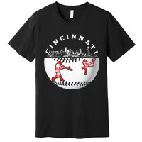 Cincinnati Vintage Baseball Tee Distressed Gameday Retro Premium T-Shirt