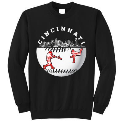 Cincinnati Vintage Baseball Tee Distressed Gameday Retro Tall Sweatshirt