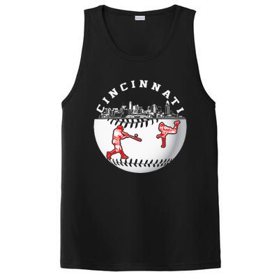 Cincinnati Vintage Baseball Tee Distressed Gameday Retro PosiCharge Competitor Tank