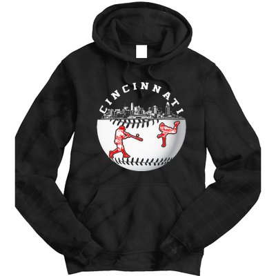 Cincinnati Vintage Baseball Tee Distressed Gameday Retro Tie Dye Hoodie