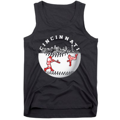 Cincinnati Vintage Baseball Tee Distressed Gameday Retro Tank Top