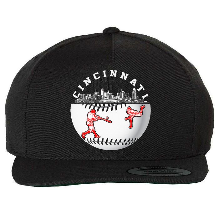 Cincinnati Vintage Baseball Tee Distressed Gameday Retro Wool Snapback Cap