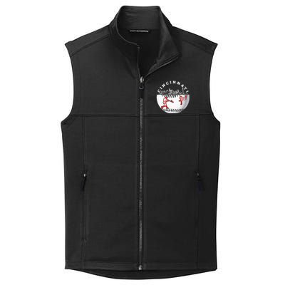 Cincinnati Vintage Baseball Tee Distressed Gameday Retro Collective Smooth Fleece Vest