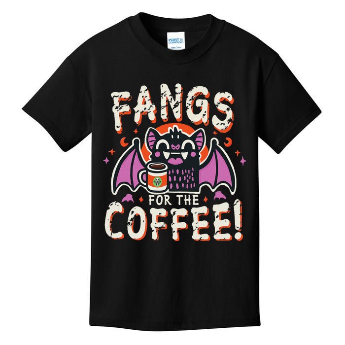 Cute Vampire Bat Fangs For The Coffee! Halloween Kids T-Shirt