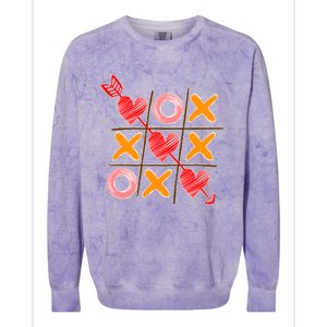 Cute Valentine Boy Girl Tic Tac Toe Hearts Win Colorblast Crewneck Sweatshirt