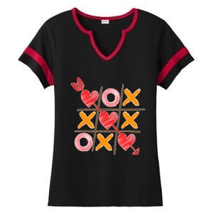 Cute Valentine Boy Girl Tic Tac Toe Hearts Win Ladies Halftime Notch Neck Tee