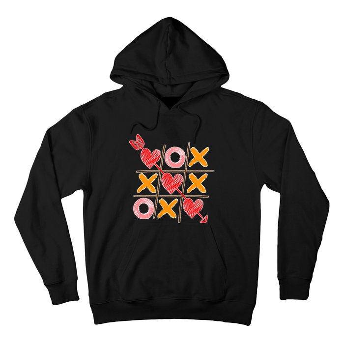 Cute Valentine Boy Girl Tic Tac Toe Hearts Win Hoodie