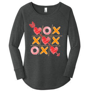 Cute Valentine Boy Girl Tic Tac Toe Hearts Win Women's Perfect Tri Tunic Long Sleeve Shirt