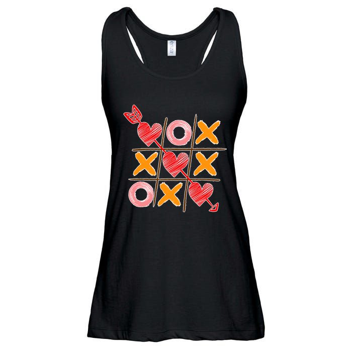 Cute Valentine Boy Girl Tic Tac Toe Hearts Win Ladies Essential Flowy Tank