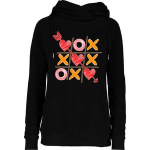 Cute Valentine Boy Girl Tic Tac Toe Hearts Win Womens Funnel Neck Pullover Hood