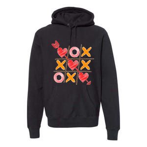 Cute Valentine Boy Girl Tic Tac Toe Hearts Win Premium Hoodie