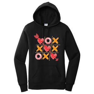 Cute Valentine Boy Girl Tic Tac Toe Hearts Win Women's Pullover Hoodie