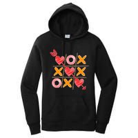 Cute Valentine Boy Girl Tic Tac Toe Hearts Win Women's Pullover Hoodie