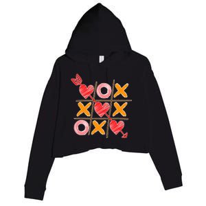 Cute Valentine Boy Girl Tic Tac Toe Hearts Win Crop Fleece Hoodie