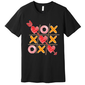 Cute Valentine Boy Girl Tic Tac Toe Hearts Win Premium T-Shirt