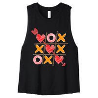 Cute Valentine Boy Girl Tic Tac Toe Hearts Win Women's Racerback Cropped Tank