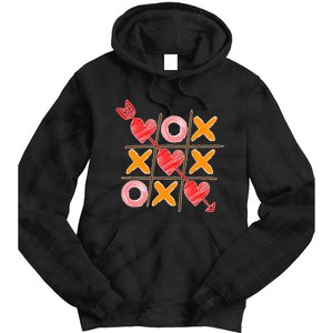 Cute Valentine Boy Girl Tic Tac Toe Hearts Win Tie Dye Hoodie