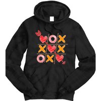 Cute Valentine Boy Girl Tic Tac Toe Hearts Win Tie Dye Hoodie