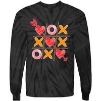 Cute Valentine Boy Girl Tic Tac Toe Hearts Win Tie-Dye Long Sleeve Shirt