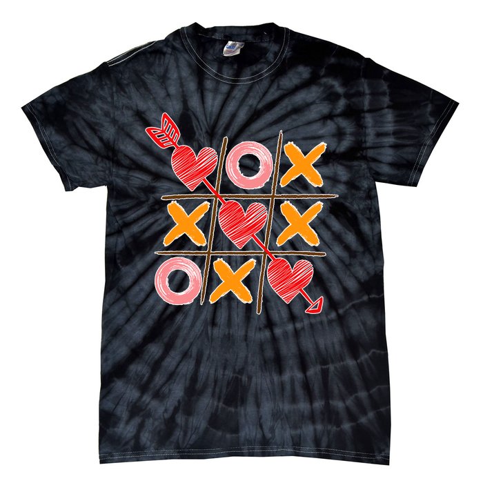 Cute Valentine Boy Girl Tic Tac Toe Hearts Win Tie-Dye T-Shirt