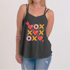 Cute Valentine Boy Girl Tic Tac Toe Hearts Win Women's Strappy Tank